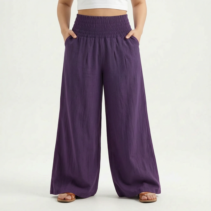 Relaxed fit women's wide-leg pants, a versatile choice for summer casual outfits and loungewear.