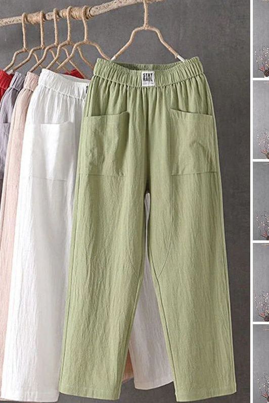 Women's relaxed wide-leg summer pants with elastic waist, breezy and lightweight for comfortable wear.