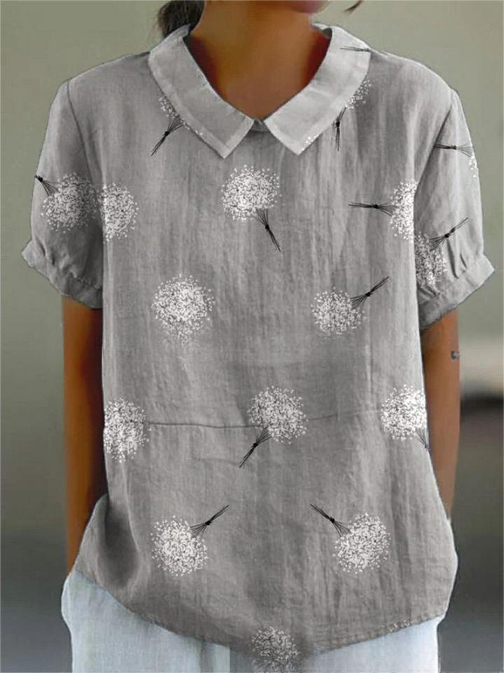 Boho chic women's short-sleeve top, retro floral embroidery, perfect relaxed fit summer blouse.