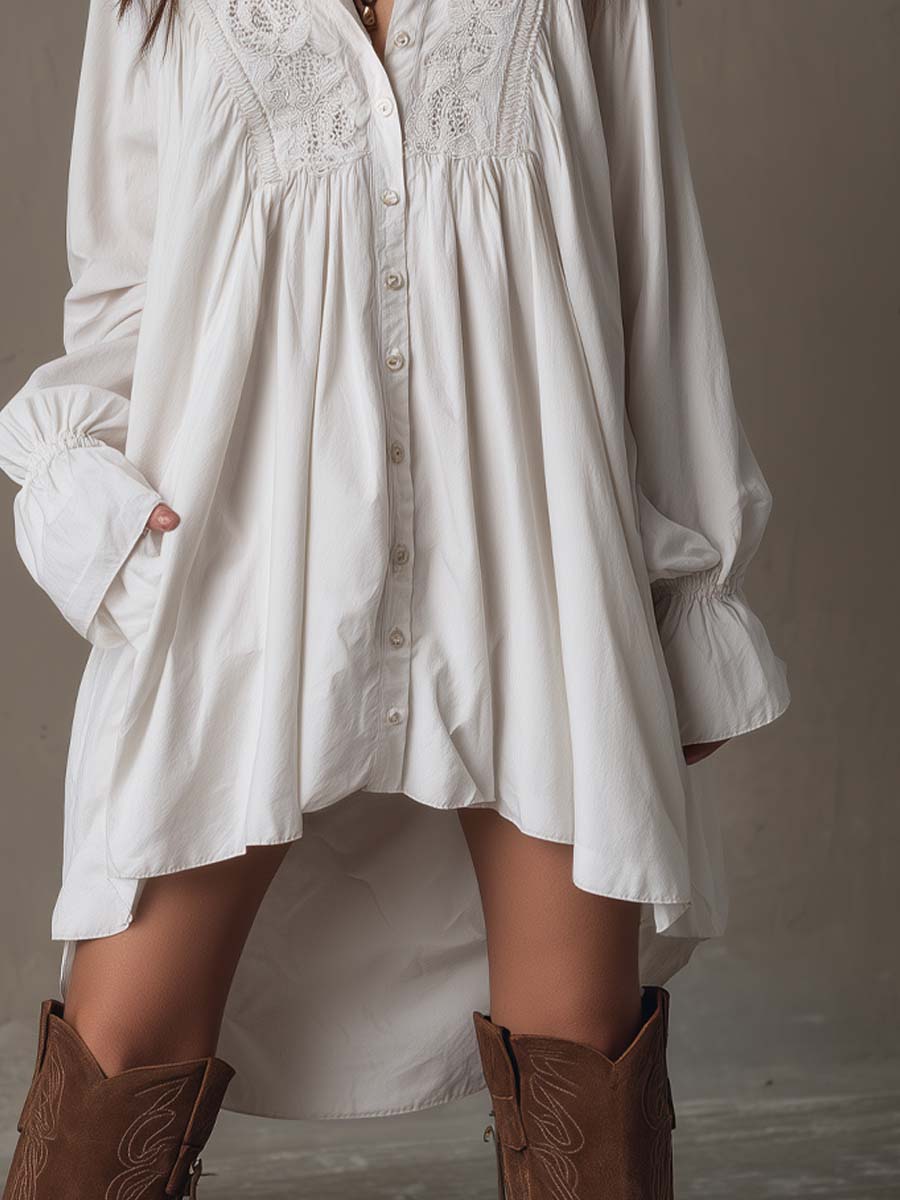 Unique retro women's mini dress with long sleeves & an irregular hem. A stylish and elegant choice for any party.