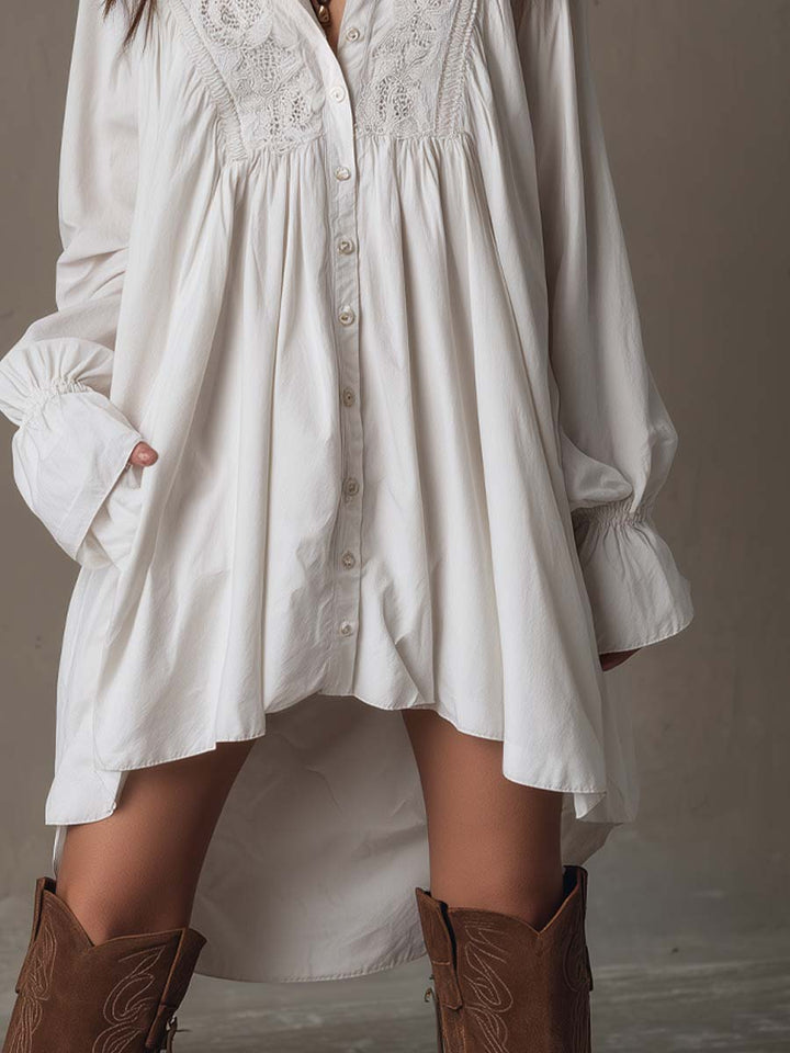 Unique retro women's mini dress with long sleeves & an irregular hem. A stylish and elegant choice for any party.