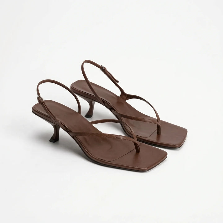 Women's retro square toe kitten heel sandals, offering elegant style and comfort with an adjustable slingback.