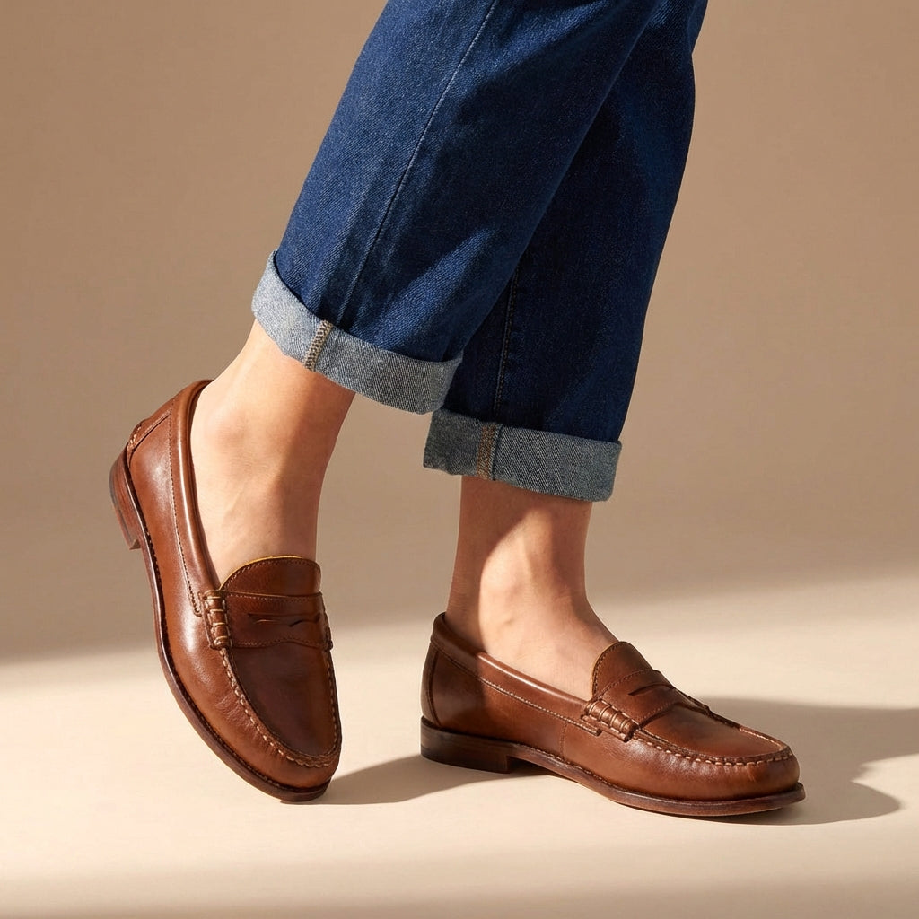 Women's retro style flat loafers, perfect for everyday comfort and classic fashion. Slip-on casual shoes.