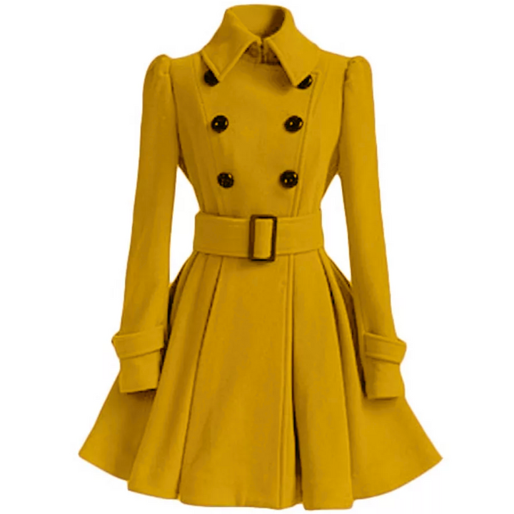Women's reversible belted peacoat, mid-length. Elegant fall/winter outerwear for versatile layering.