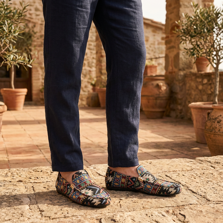 Women's Rio stylish slip-on loafers, comfortable, casual, and durable flat shoes with unique design.