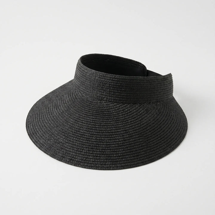 Stylish women's wide brim sun visor hat with open top. Adjustable for a comfortable fit, perfect for summer sun protection.