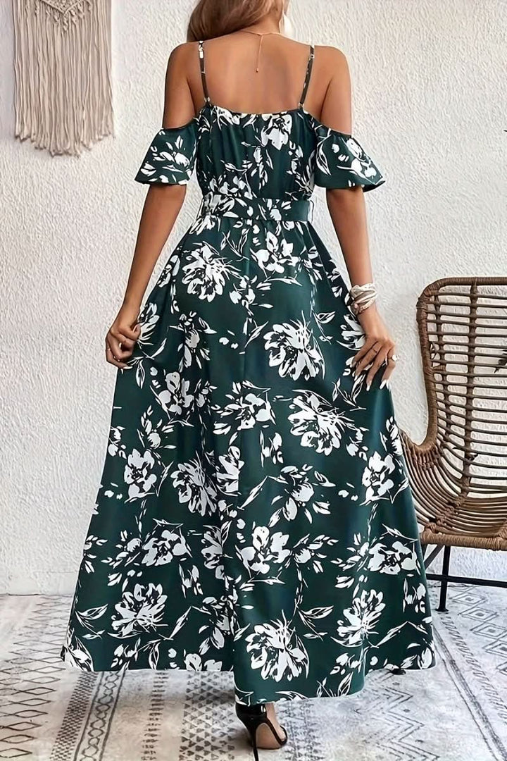 Chic women's cold shoulder maxi dress, a comfortable and stylish option for any elegant gathering.