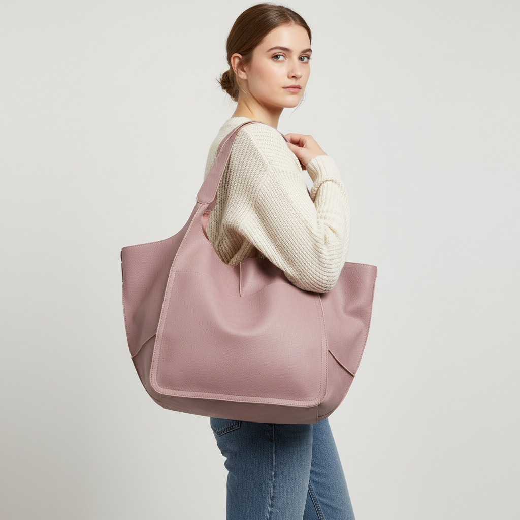 Ethical vegan leather women's bag. Spacious everyday tote, perfect as a chic work or shoulder bag.