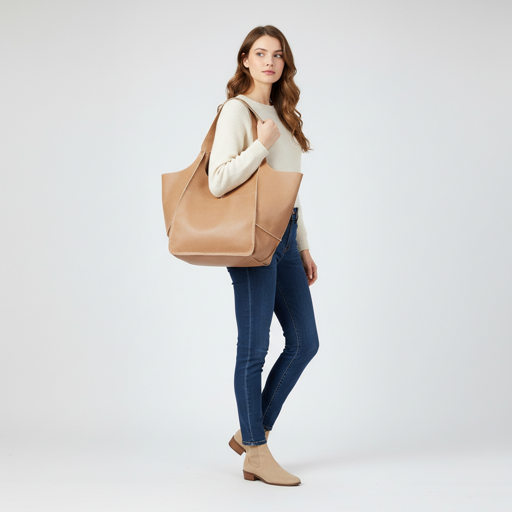Faux leather shoulder bag for women. Large, durable, perfect for daily use or work essentials.