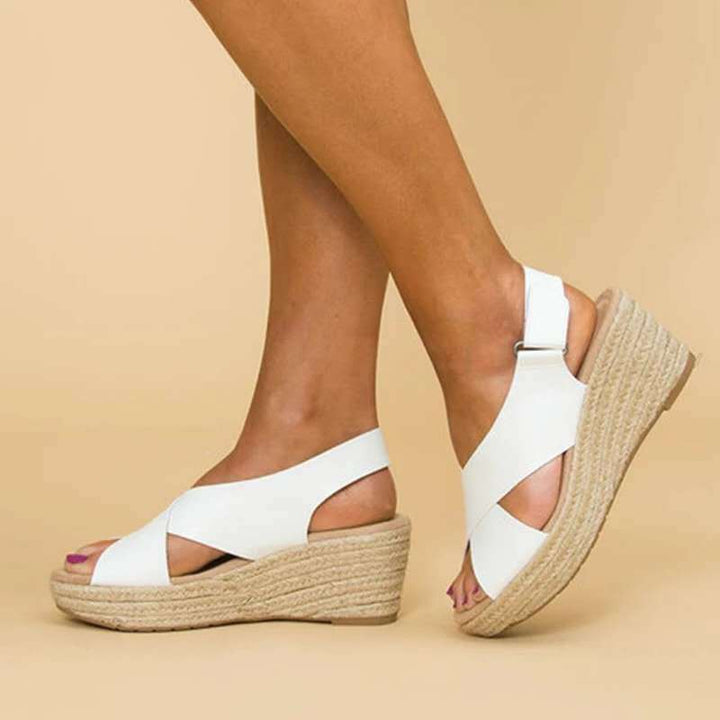 Perfect women's summer sandals: rope wedge platforms with crisscross straps for beach and travel.