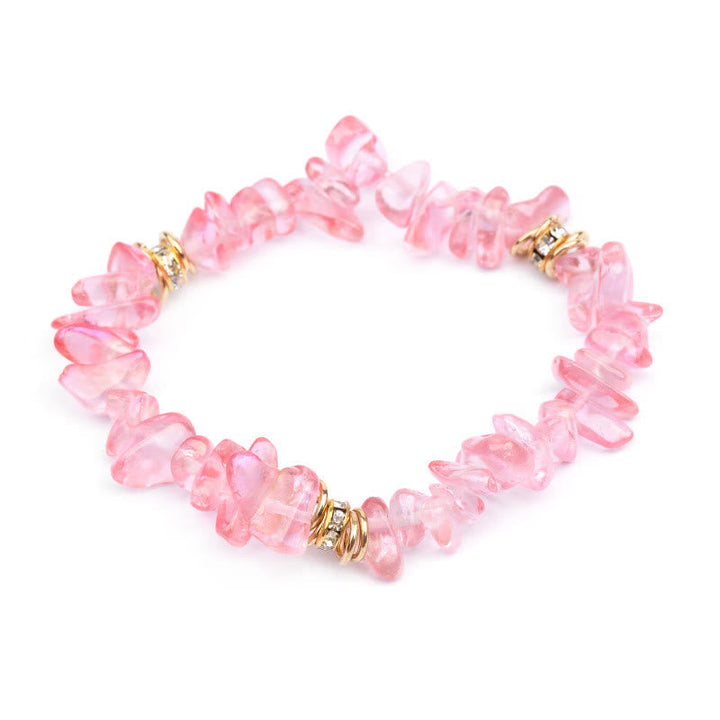Women's Sunstone natural stone crystal bracelet. Joyful healing gemstone, adjustable jewelry.