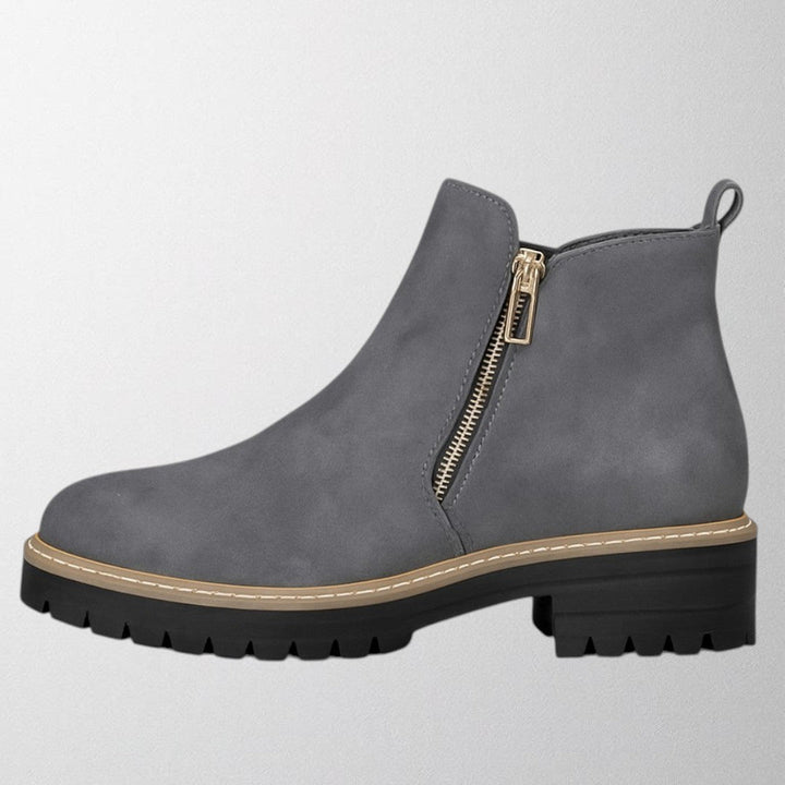 Comfortable women's versatile round toe shoes with side zip, blending sleek design with all-day wear.
