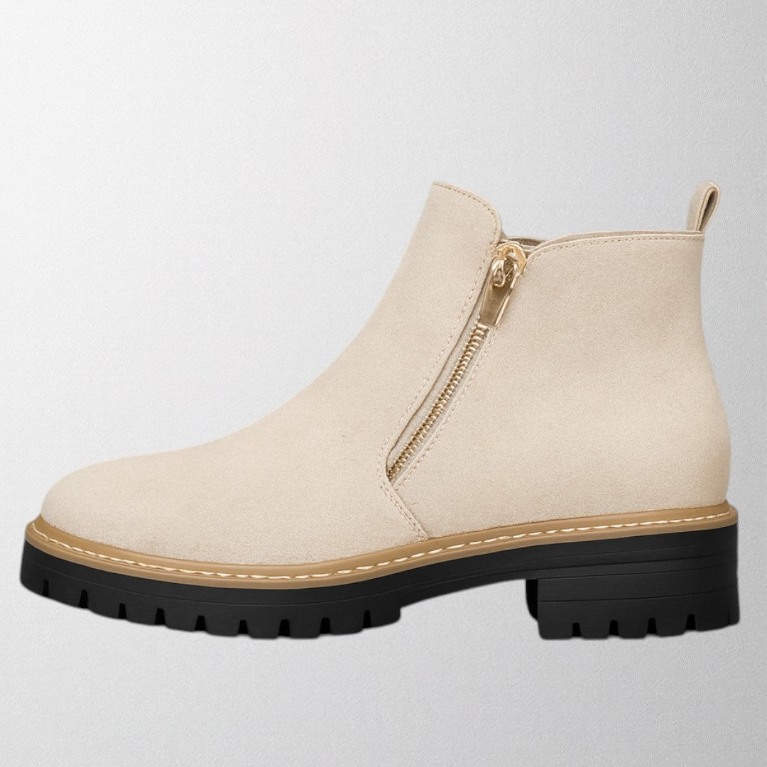 Stylish women's round toe office shoes with side zip closure for professional and versatile fashion.