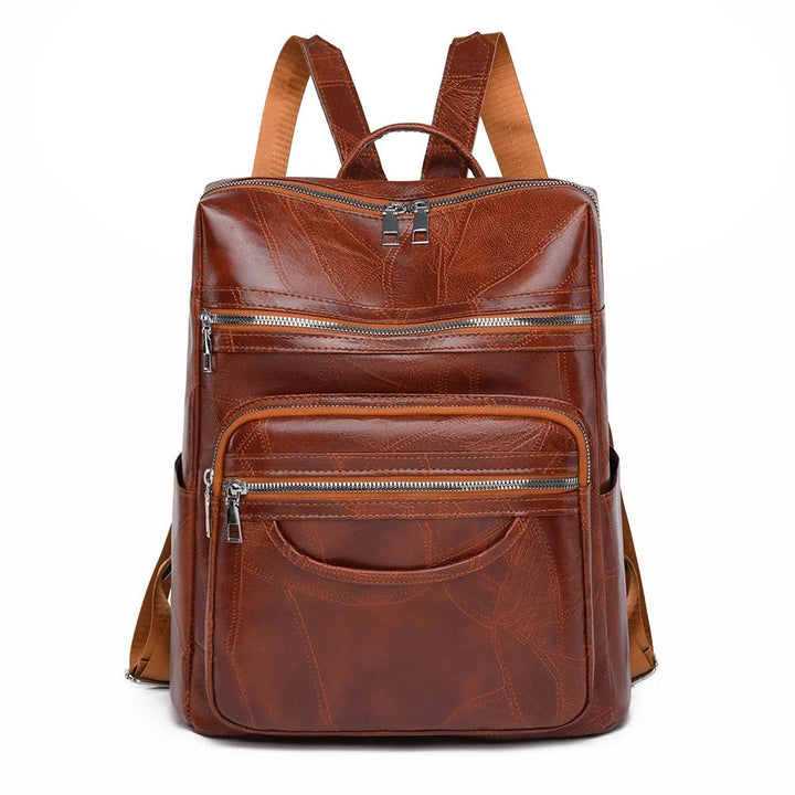 Chic black leather Sade backpack for women, a versatile bag offering elegant everyday fashion & essentials carry.