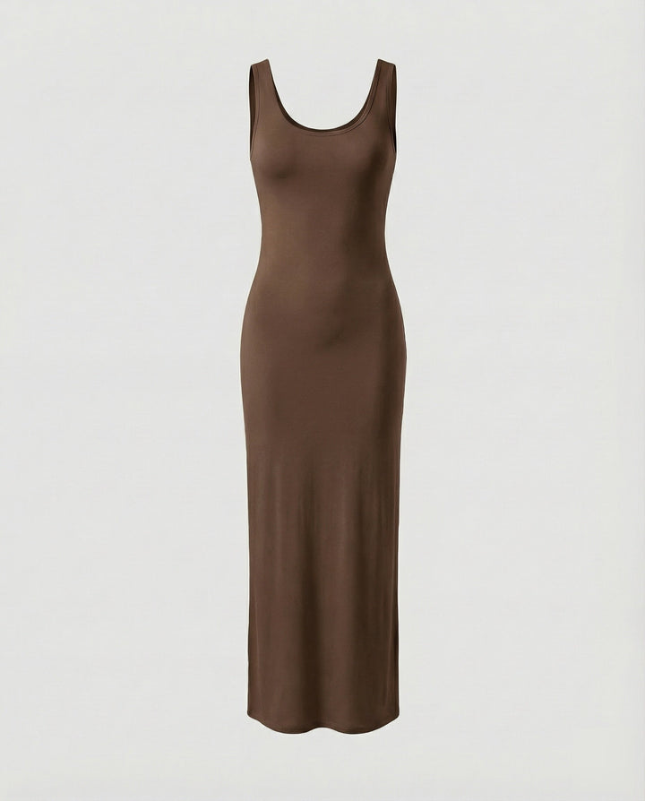 Women's versatile scoop neck sleeveless bodycon maxi dress. Essential for everyday fashion.