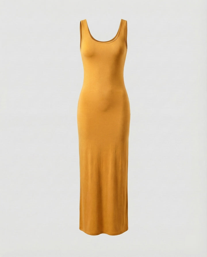 Versatile women's scoop neck sleeveless bodycon maxi dress. Great for summer fashion.
