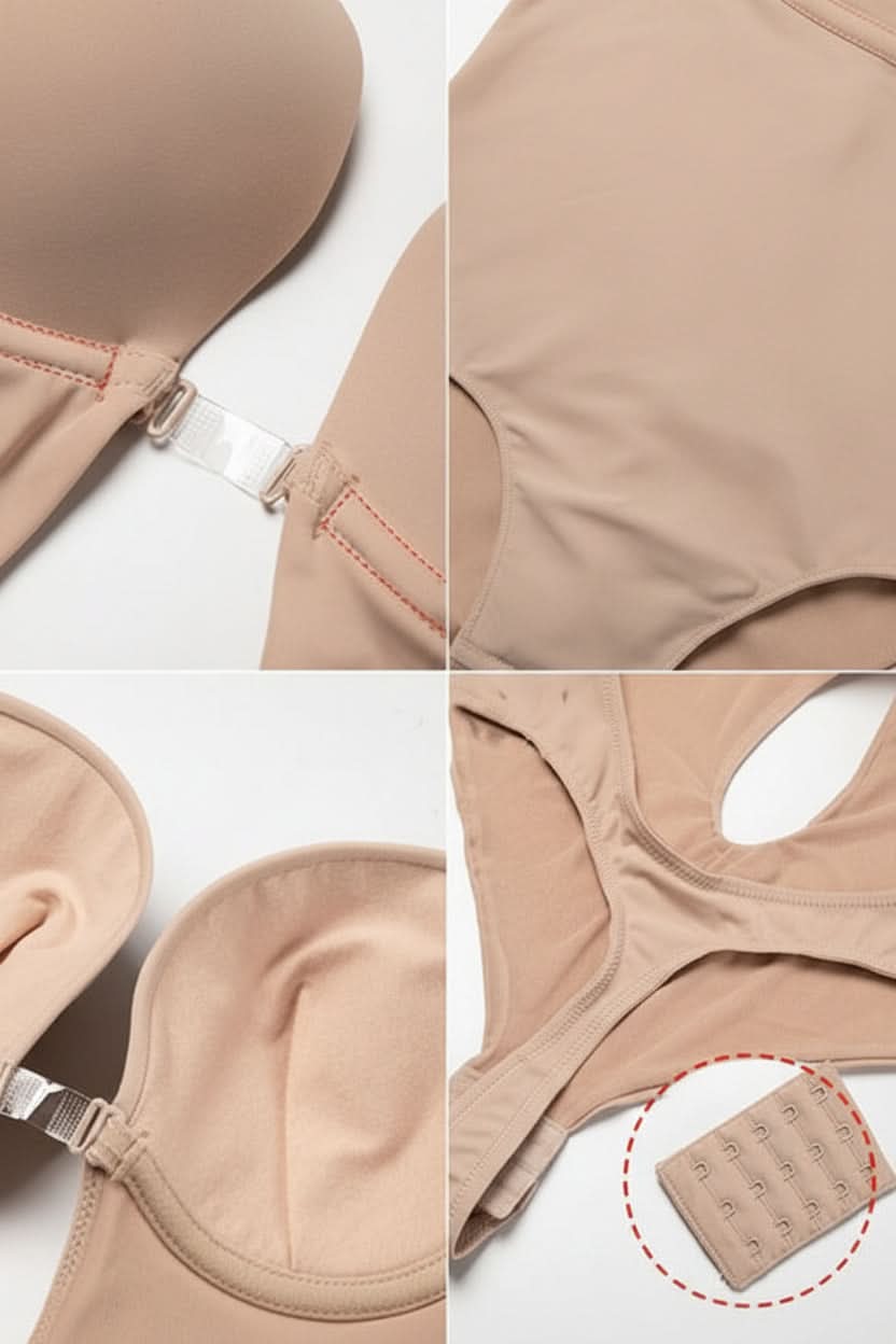 Versatile women's backless seamless body shaper, ideal for a smooth silhouette & comfort fit under any outfit.