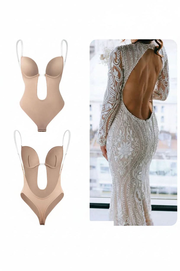 Women's backless seamless body shaper for under dress, offering invisible support & a flawless smooth silhouette.