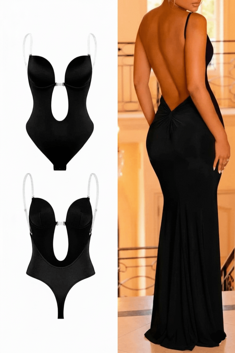 Elegant women's backless body shaper, seamless for special occasions, creating a smooth & enhanced silhouette.