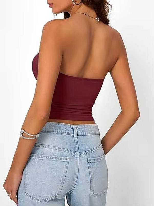 Lightweight women's seamless bandeau crop top, stretch fit, essential for hot summer days.
