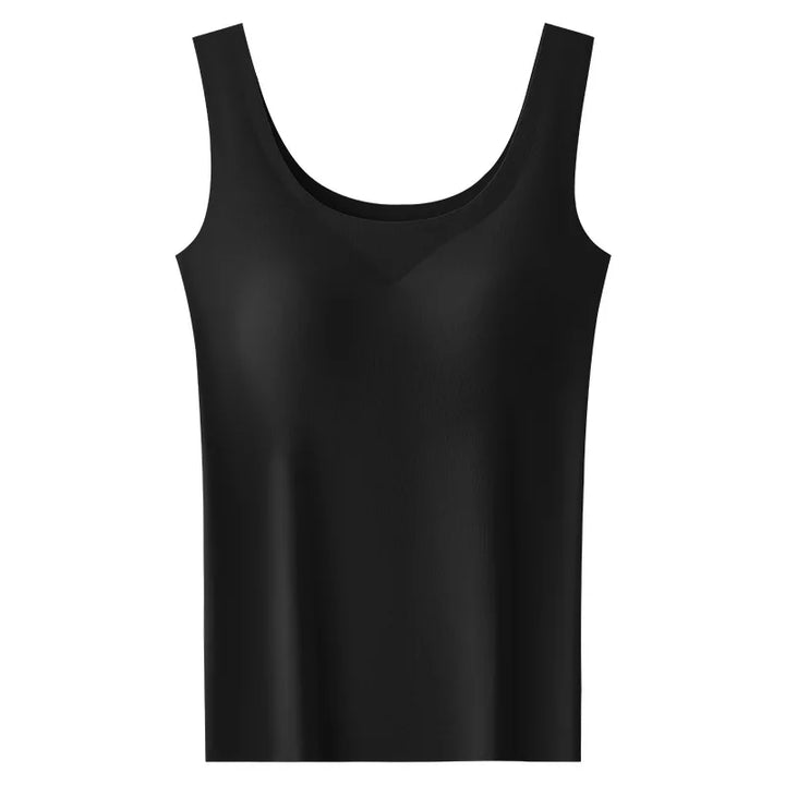 Lightweight, breathable women's seamless tank top with built-in bra, ideal for casual summer comfort.