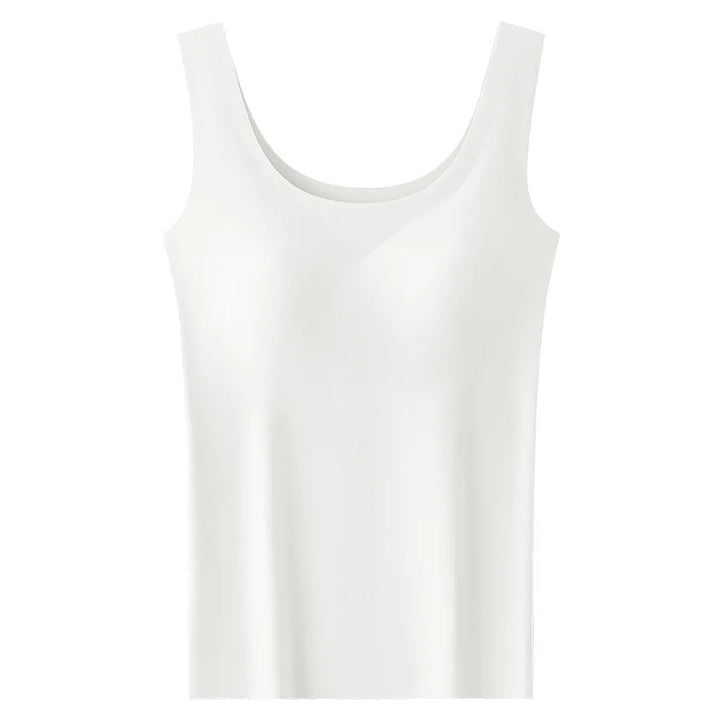 Comfortable women's seamless tank top with built-in bra, a versatile layering camisole for everyday fashion.