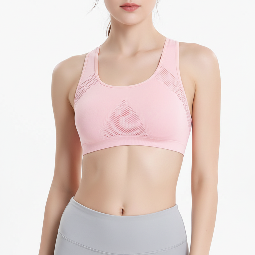 Stylish women's seamless active sports bra. Breathable, supportive activewear for all fitness levels & workouts.