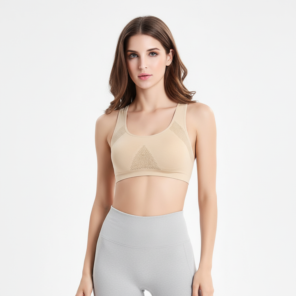 Breathable women's seamless sports bra for superior comfort during intense workouts & active fitness sessions.