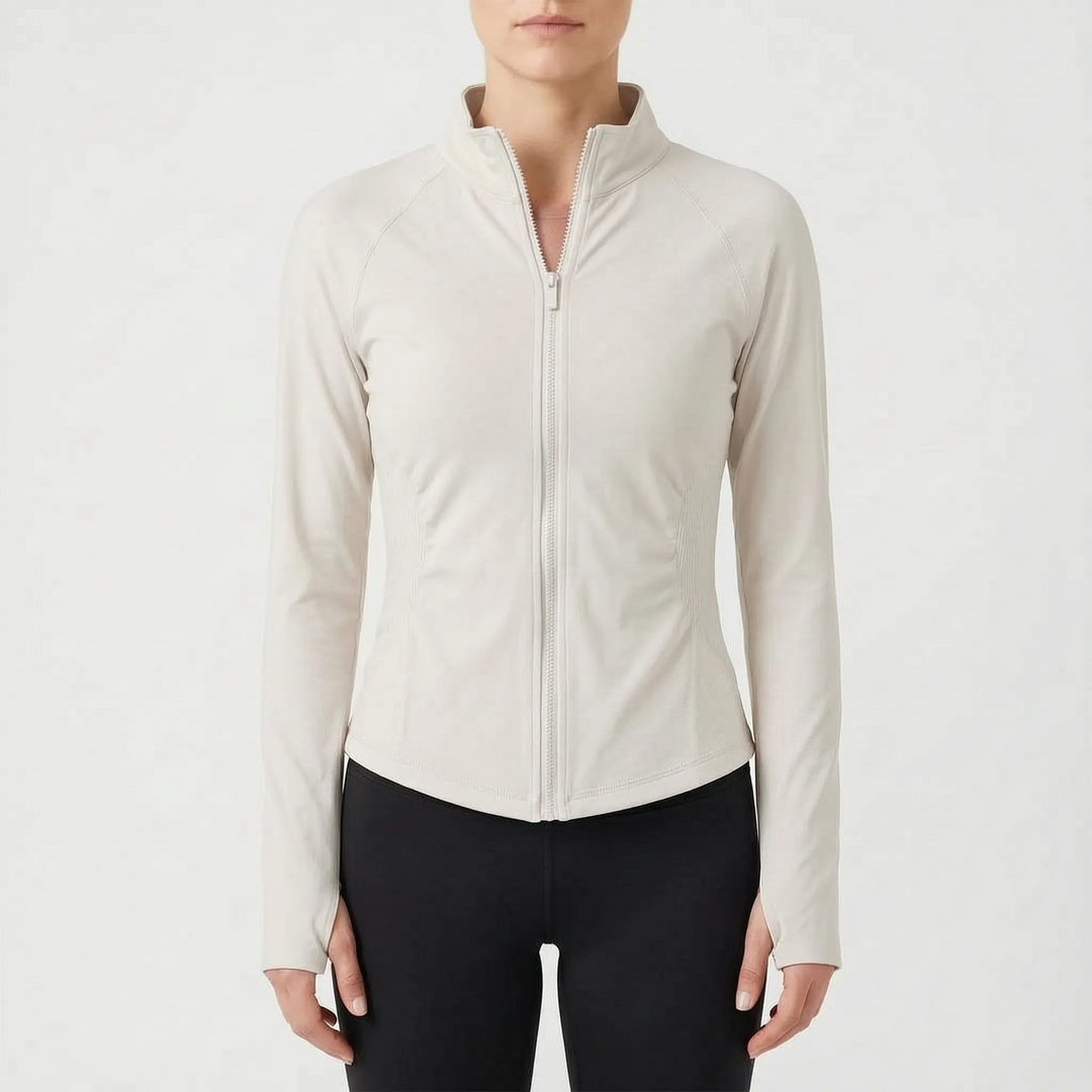 Women's performance activewear jacket, seamless stretch fit for ultimate comfort.