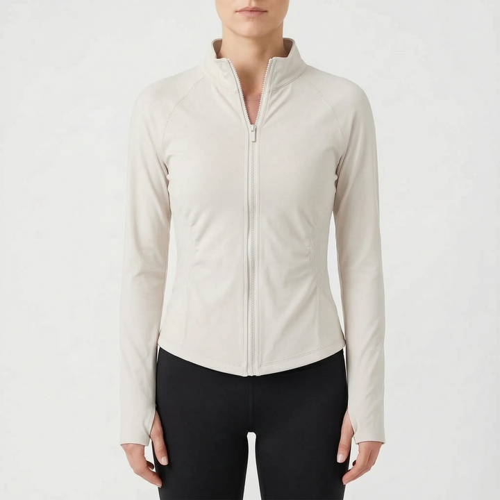 Women's performance activewear jacket, seamless stretch fit for ultimate comfort.