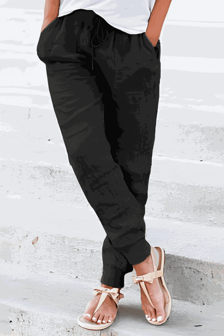 Comfortable women's Sedona casual joggers featuring an adjustable drawstring waist for a perfect fit.