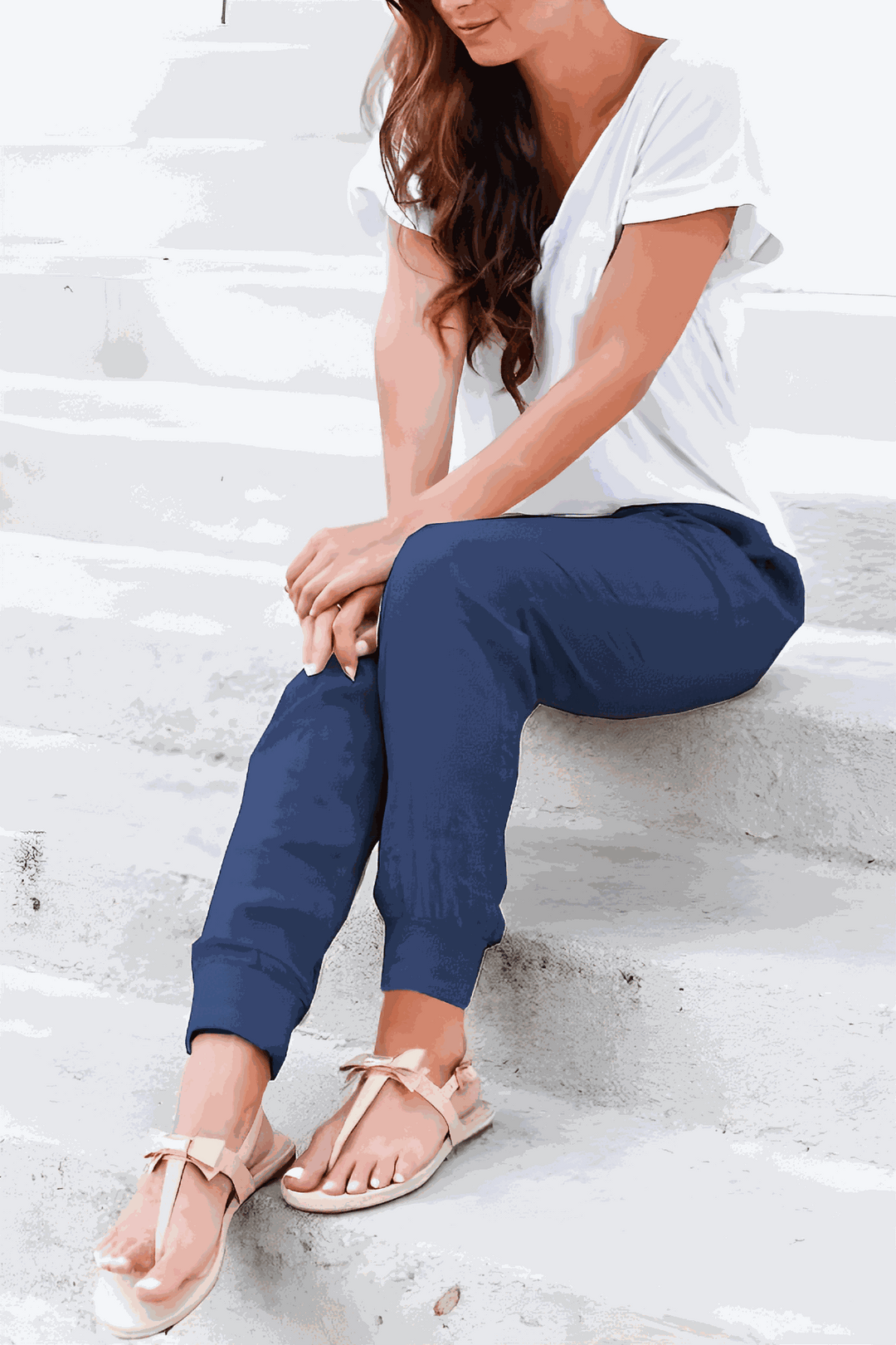 Side view of woman wearing Sedona casual joggers, ideal for loungewear, active use, or daily comfort.