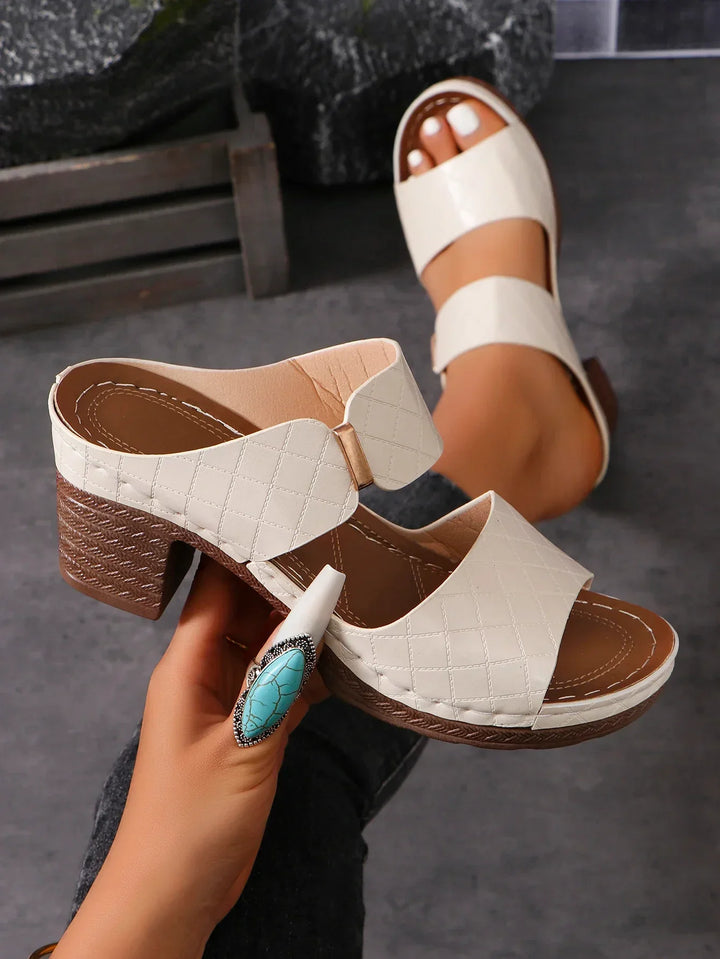 Elegant & comfortable Shara women's block heel sandals in leather, perfect versatile slip-on dress shoes.