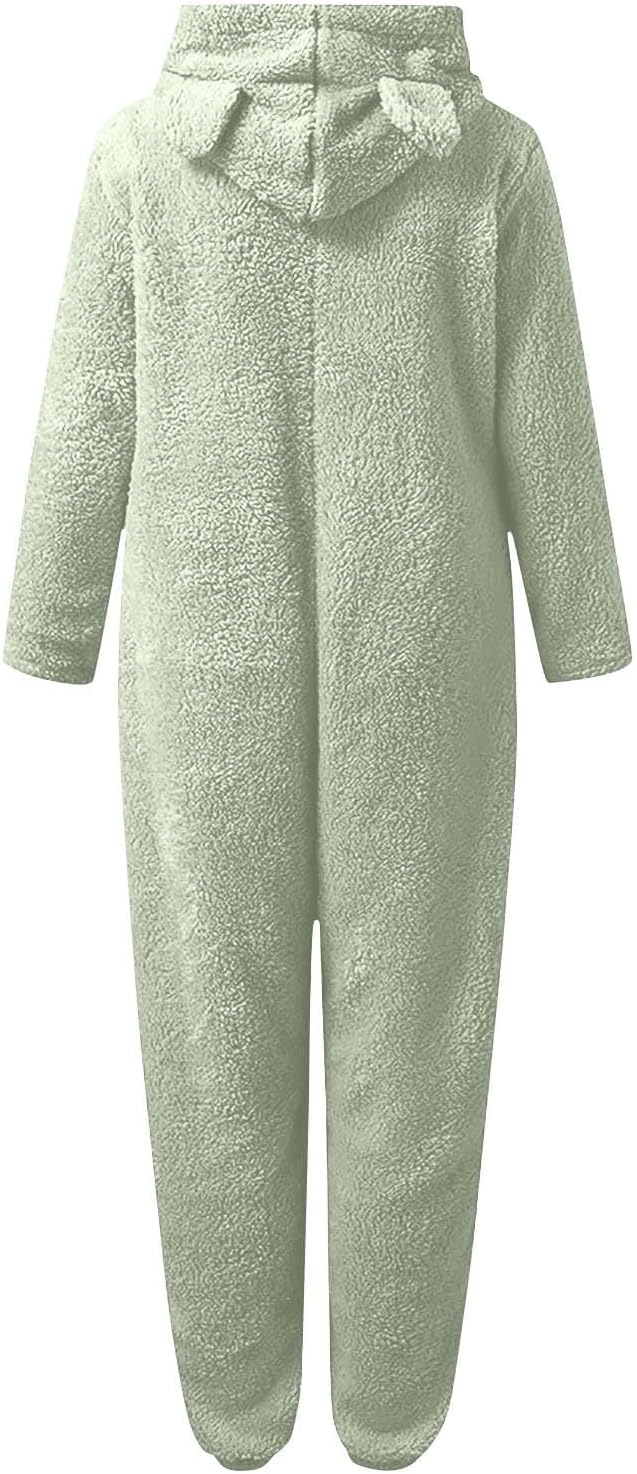 Cozy women's hooded onesie, sherpa fleece for luxurious comfort.