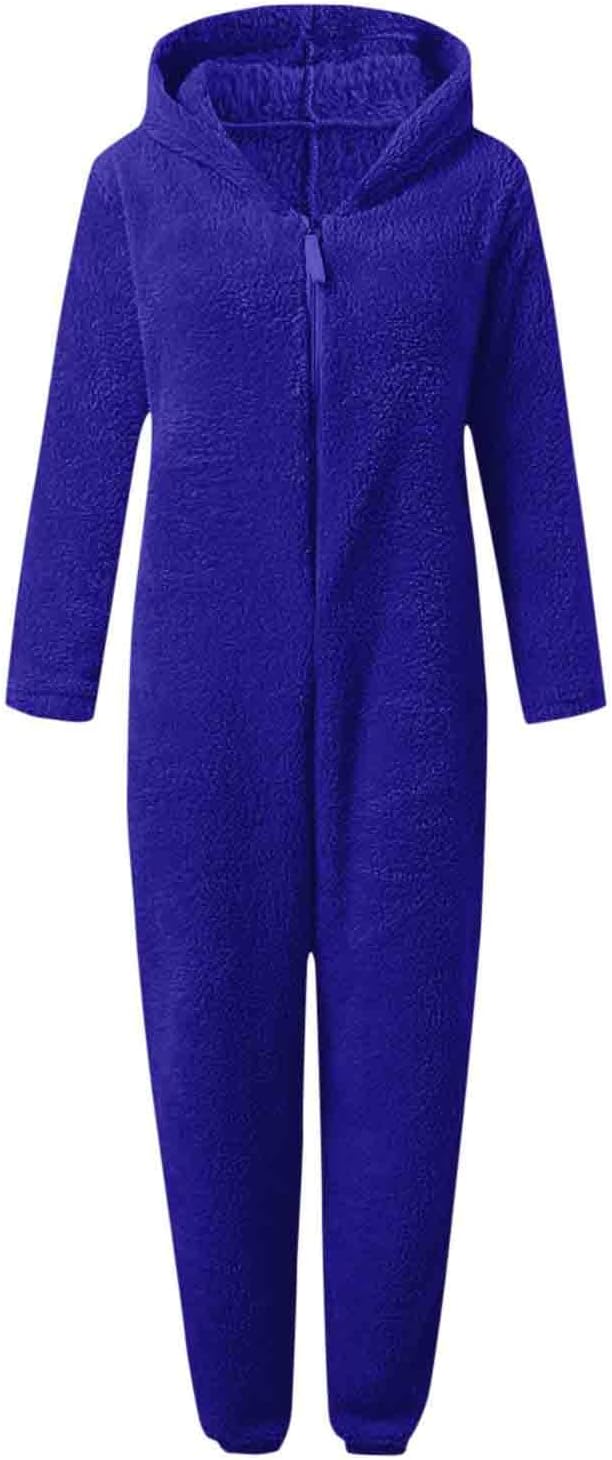 Women's sherpa hooded loungewear, a soft and fuzzy one-piece for winter.