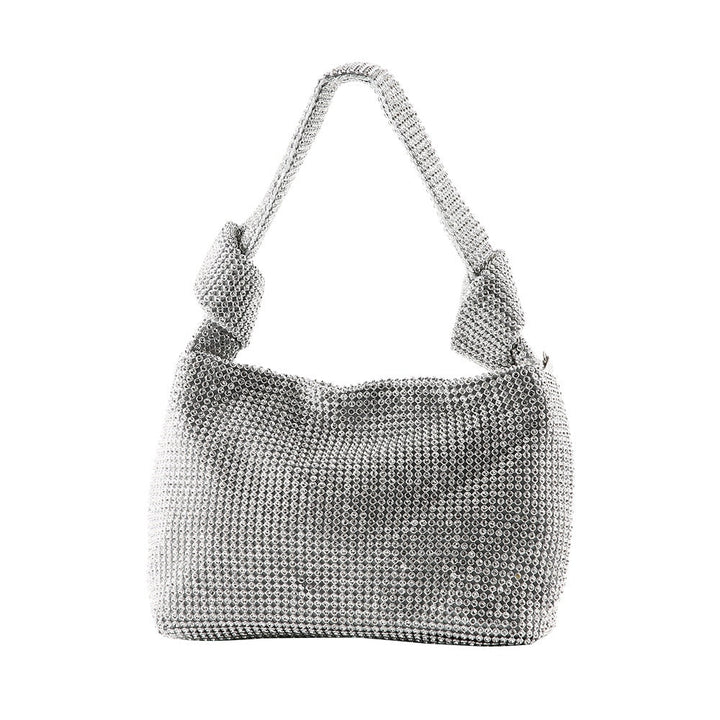 Women's shimmering rhinestone evening bag, perfect for parties & special occasions. Metallic clutch.