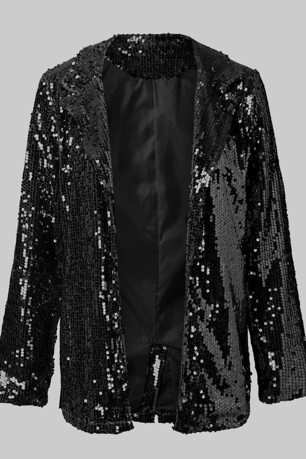 Sparkly women's sequin blazer, shimmering and chic, perfect for a night out or special event.