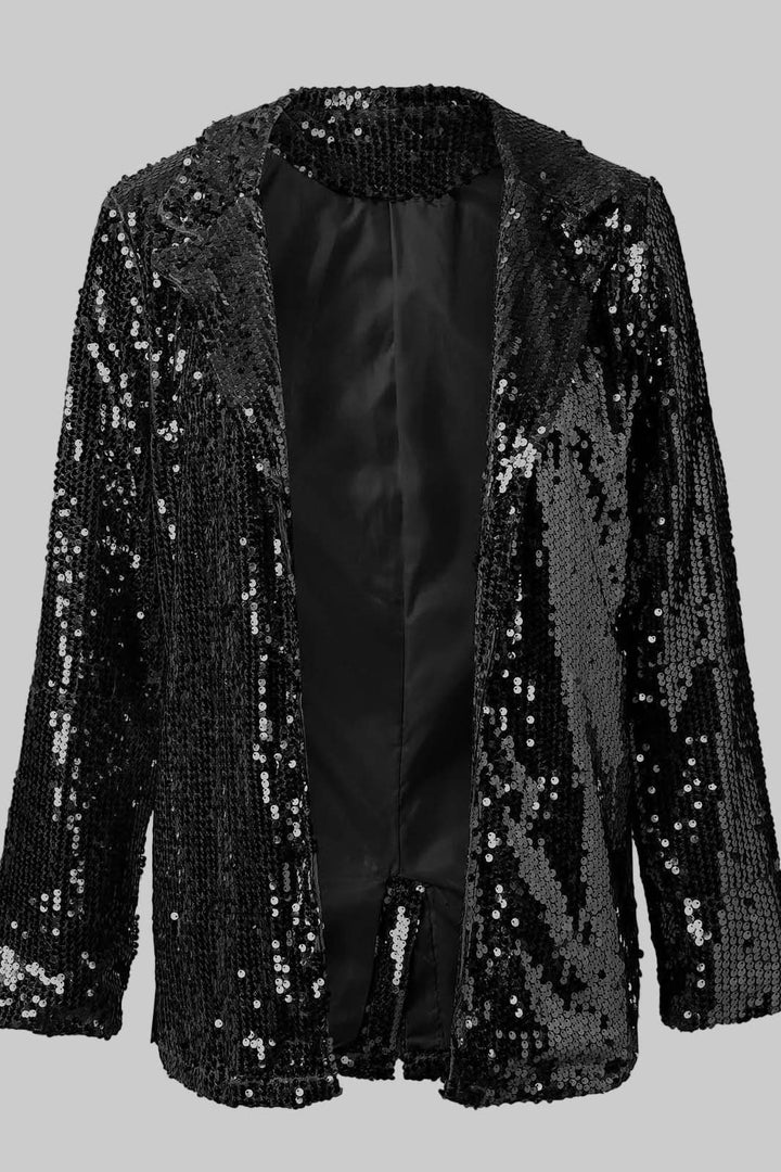 Sparkly women's sequin blazer, shimmering and chic, perfect for a night out or special event.