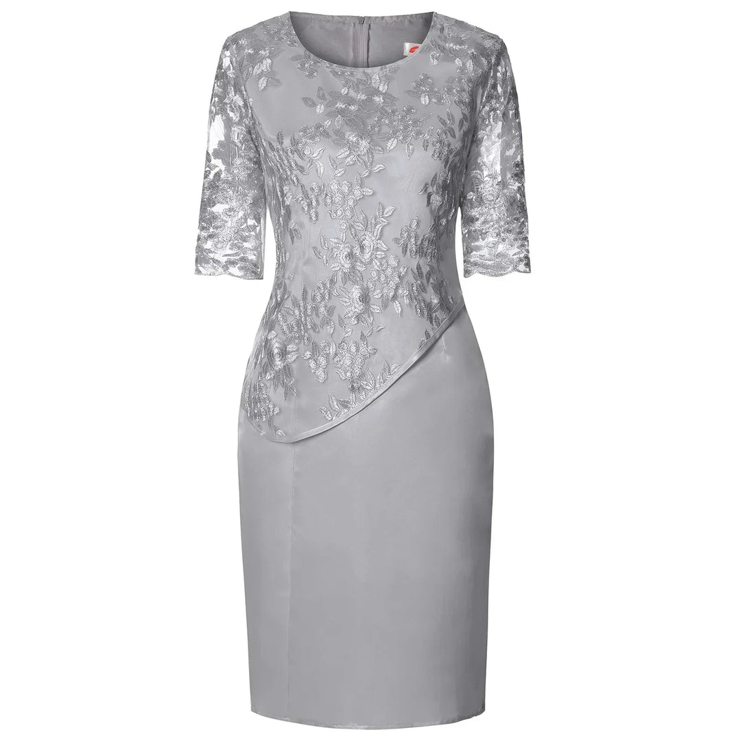 Flattering short sleeve midi dress for women, ideal versatile fashion for elegant party or casual occasions.