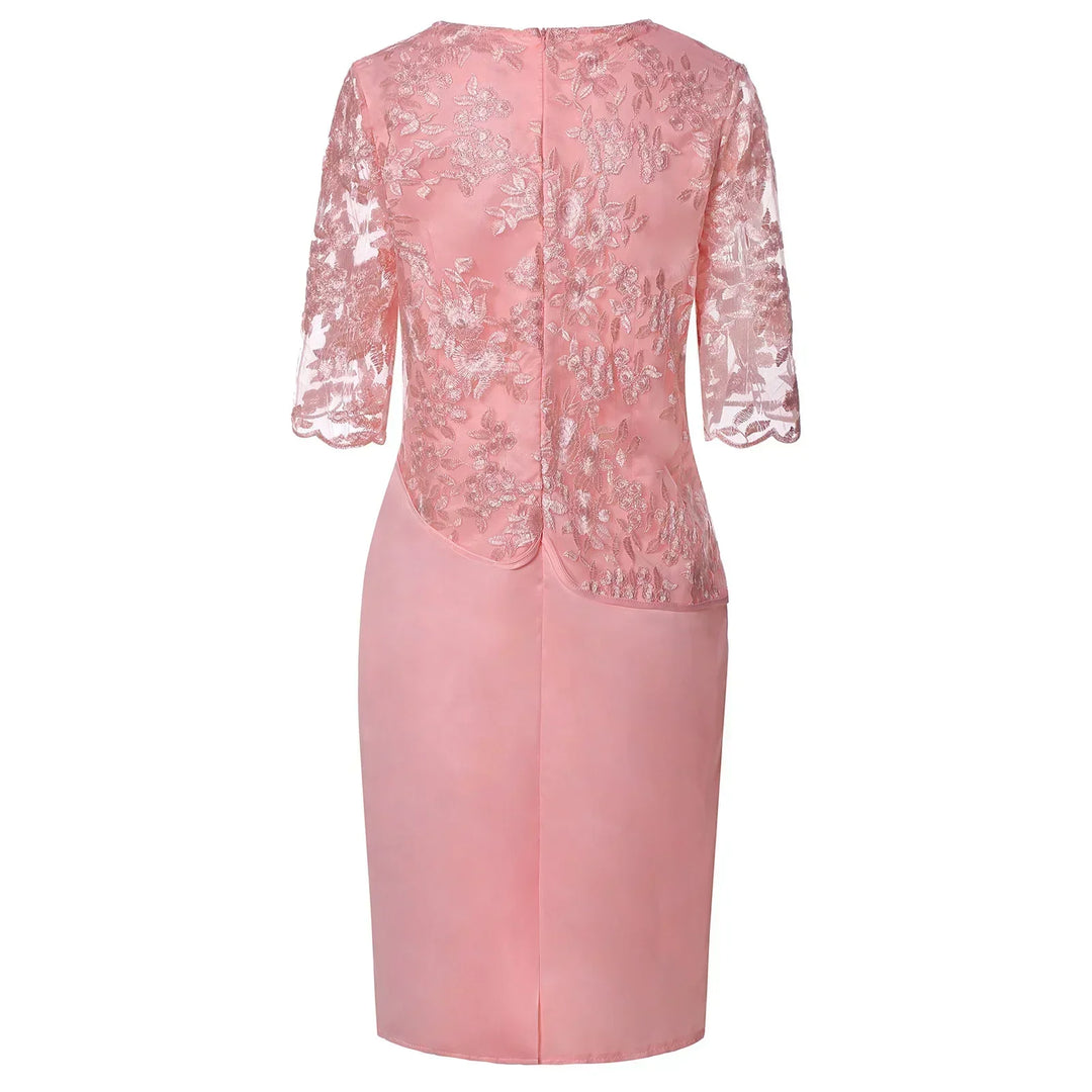 Stylish women's short sleeve midi dress, a flattering and elegant choice for any cocktail or party event.