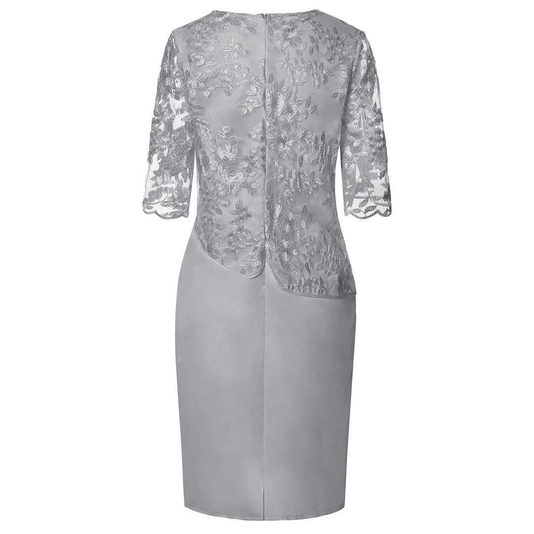Comfortable & elegant women's short sleeve midi dress, perfect flattering fit for versatile party & evening wear.