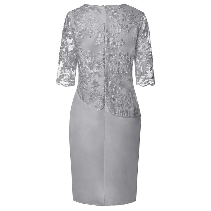 Comfortable & elegant women's short sleeve midi dress, perfect flattering fit for versatile party & evening wear.