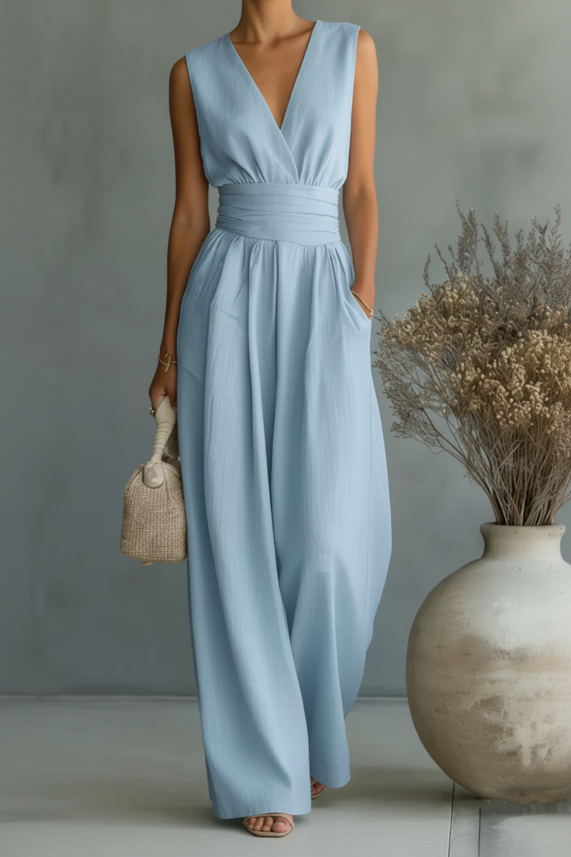 Close-up of women's sophisticated cross waist detail on a tailored duo set, perfect for chic office & day-to-night wear.
