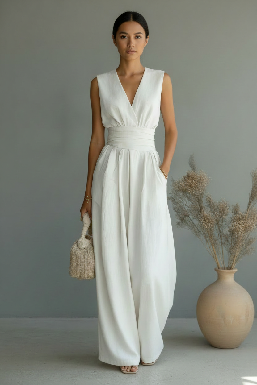 Textured image of women's sleek cross waist duo set, a chic & modern two-piece matching outfit suitable for day to night.