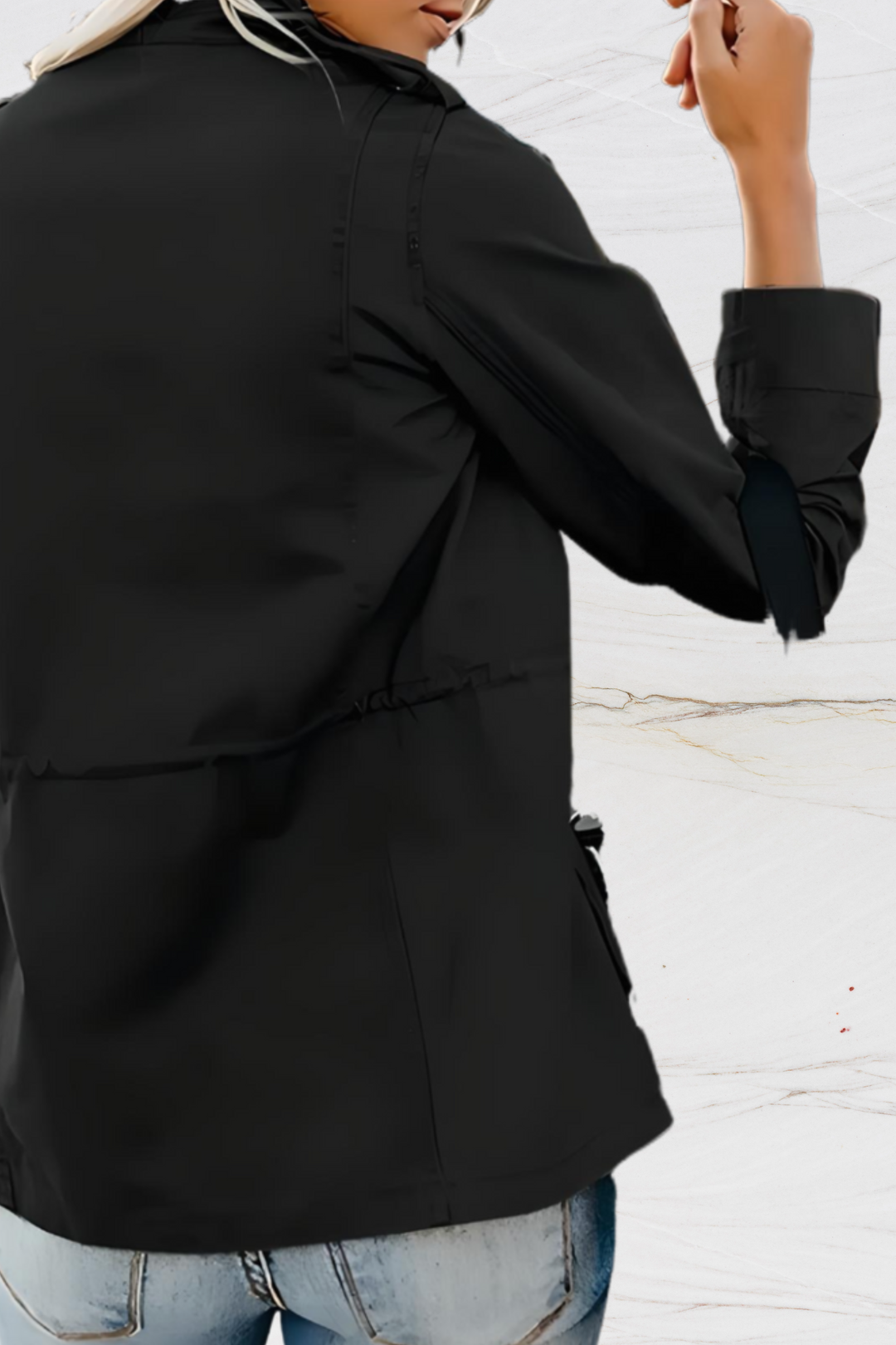 Stylish khaki women's open front blazer, a long sleeve jacket offering versatile elegance for any outfit.