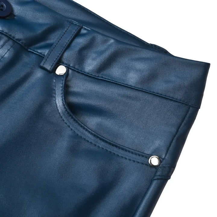 Stylish red women's slim-fit pants, sculpting and high-waisted for a chic, versatile look.