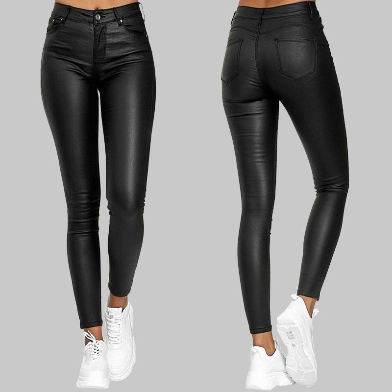 Sculpting high-waist slim-fit pants for women, sleek and chic versatile fashion trousers.