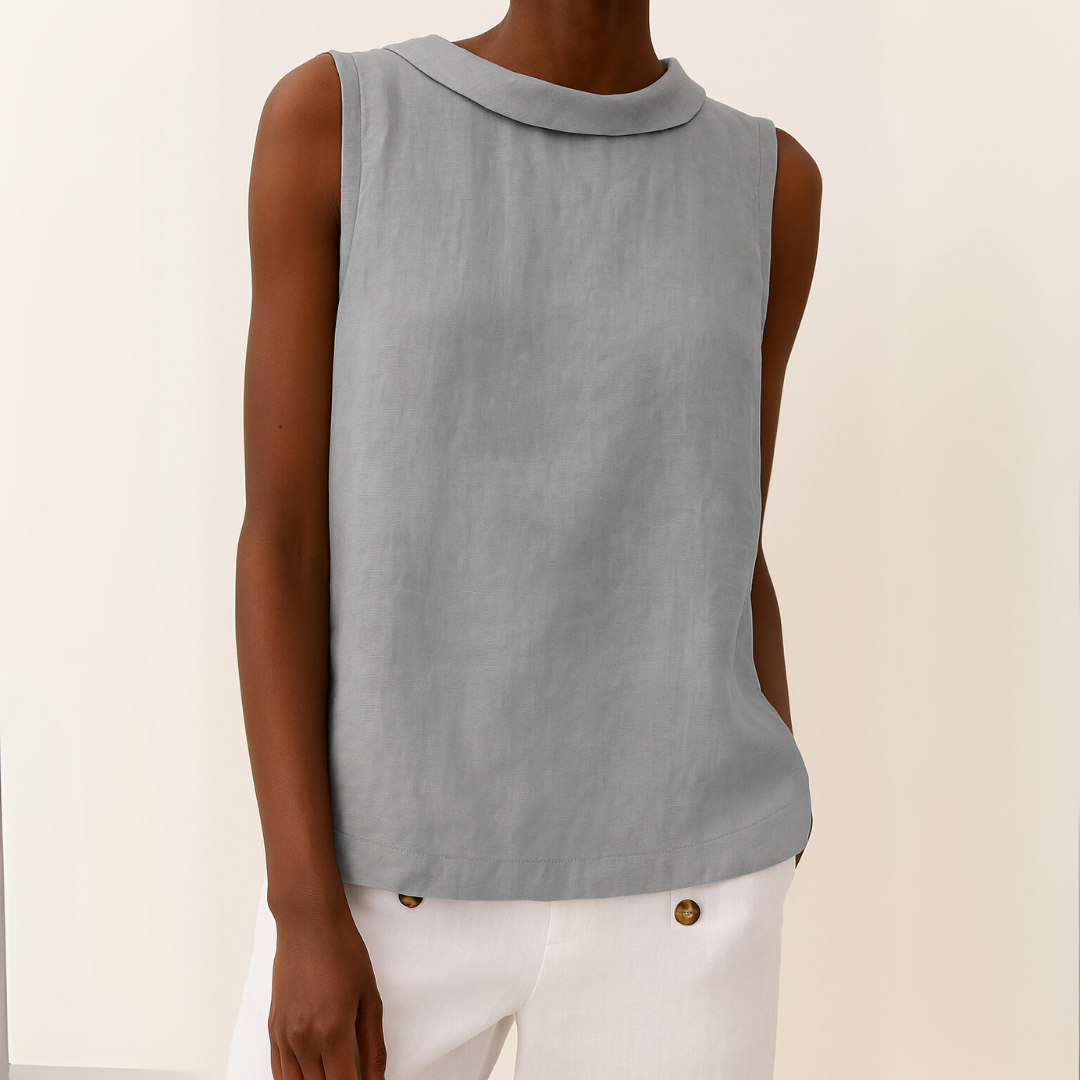 Women's sleeveless casual blouse with round neck. Perfect for everyday wear, summer fashion.