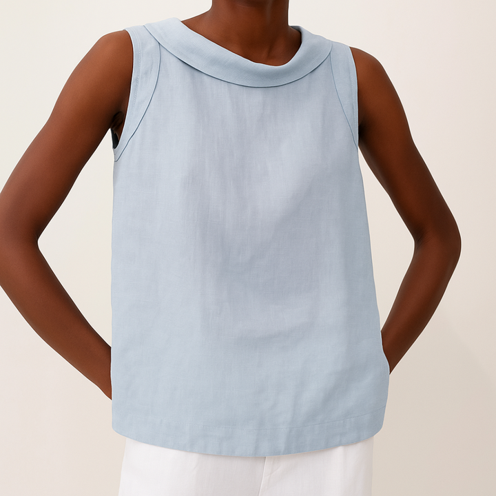 Comfortable women's sleeveless top, round neck. Essential summer fashion, relaxed fit for casual everyday style.