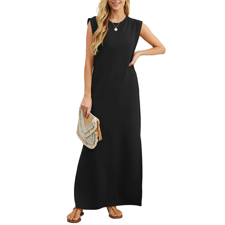 Flowy sleeveless maxi dress for women, perfect for casual summer days & elegant everyday wear.